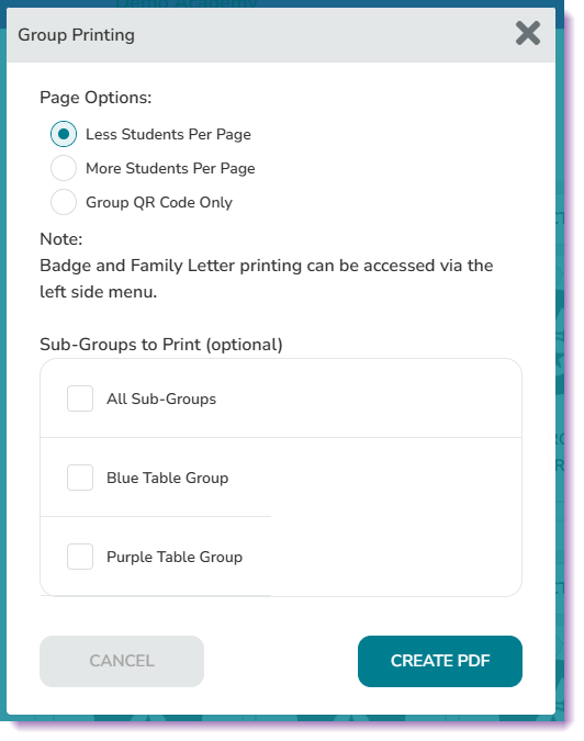 Print Sub-Groups